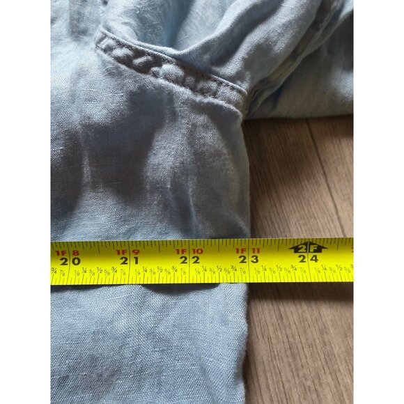 Sundance Womens Pleated Blue Linen Button-Up Shirt PXL - Picture 7 of 7